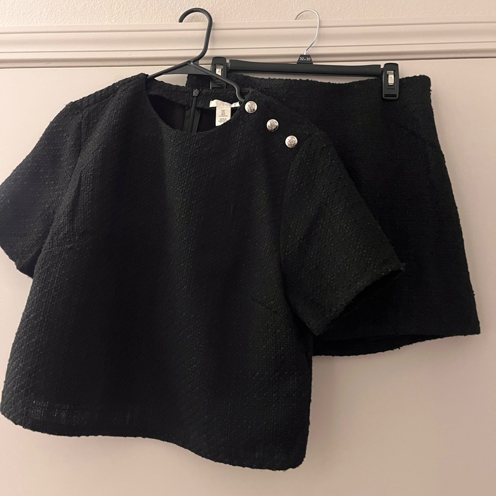 H&M Black Mini Skirt Matching Set